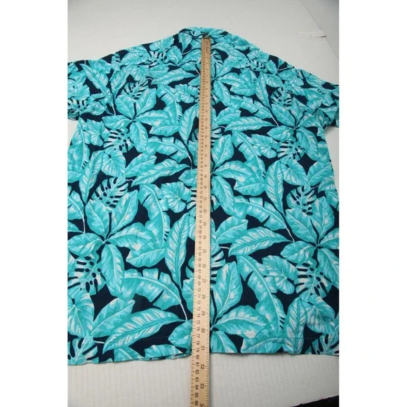 Kenny Flowers Shirt Mens 2XL Blue Floral Rayon Short Sleeve Button Up Island